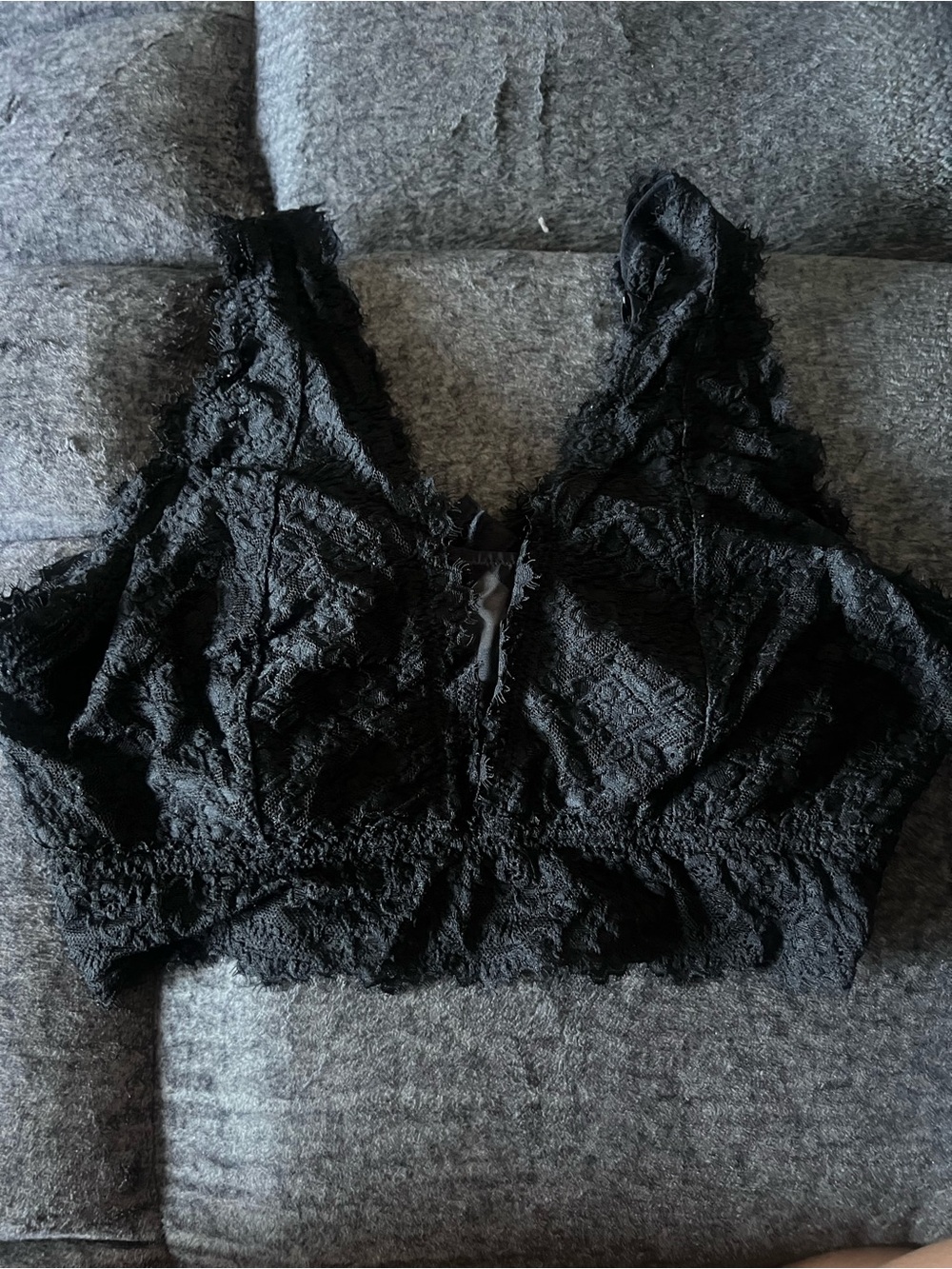 aerie Black Lace Bralette with Scalloped Trim